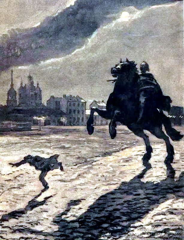 Illustration for ``The Copper Horseman'' by Pushkin. F.N. Benois, 1905