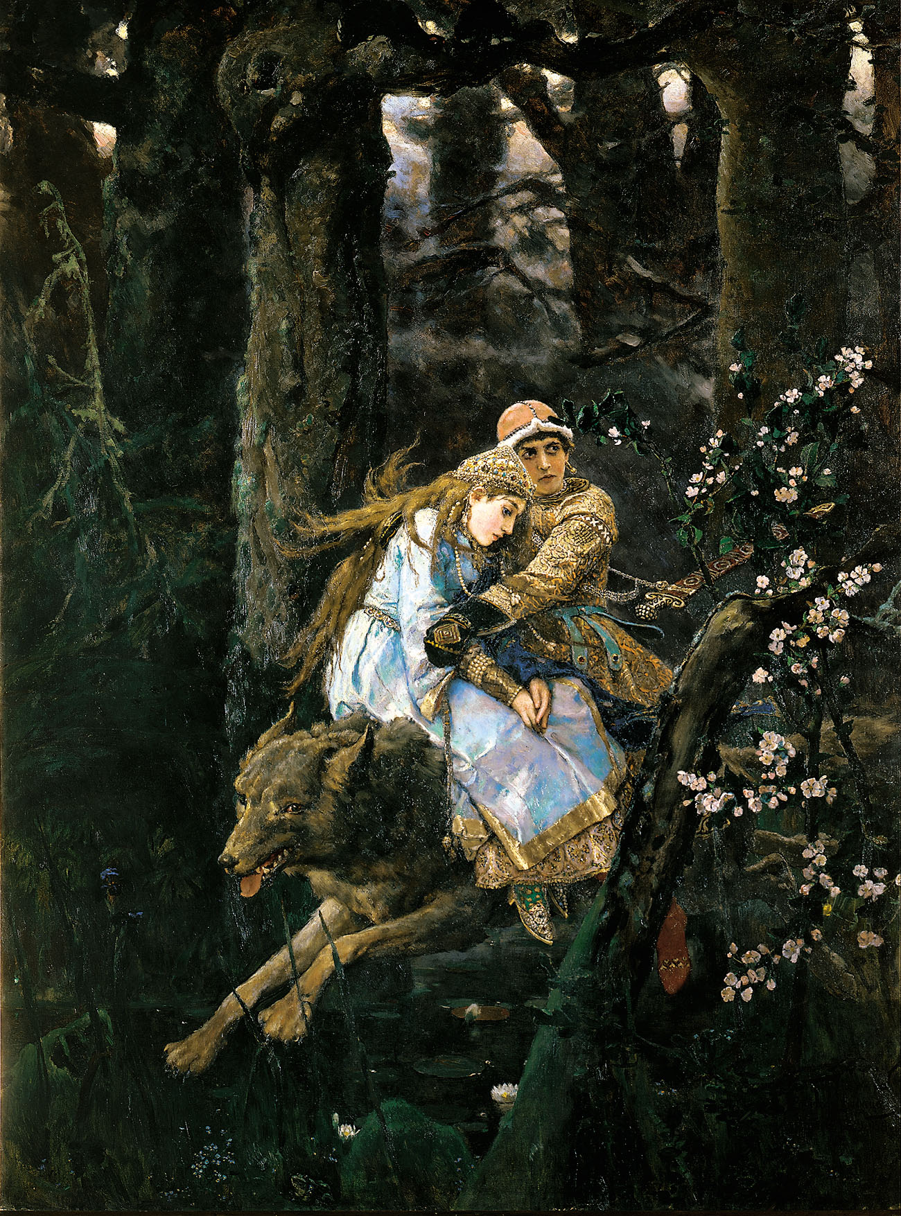 Illustration for the Russian folk tale ``Ivan Tsarevich and the Gray Wolf'' by V.M. Vasnetsov.